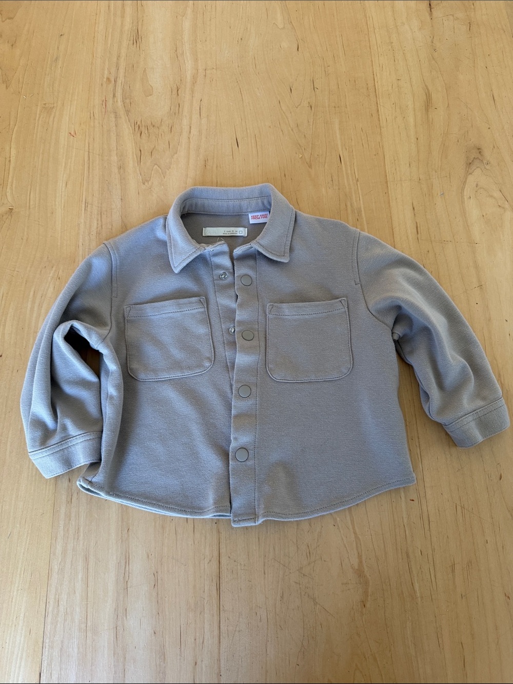 Zara Light Gray Button-Down Kids Shirt Jacket